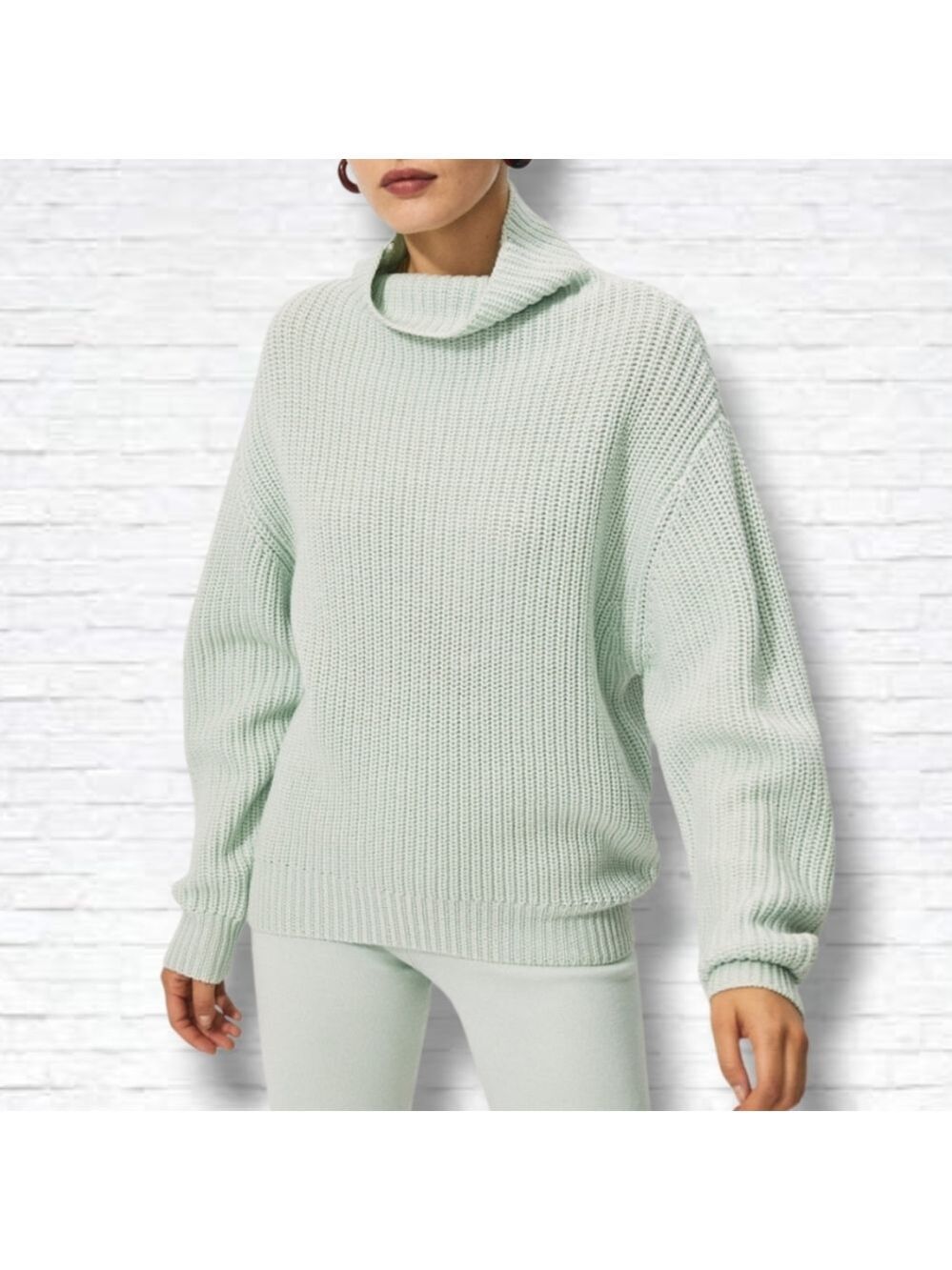 Aritzia Wilfred Montpellier Mint Green Merino Wool Turtleneck Sweater Sz XXS
